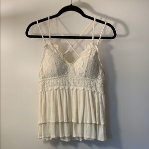 Easel Cream Smocked Lace Camisole